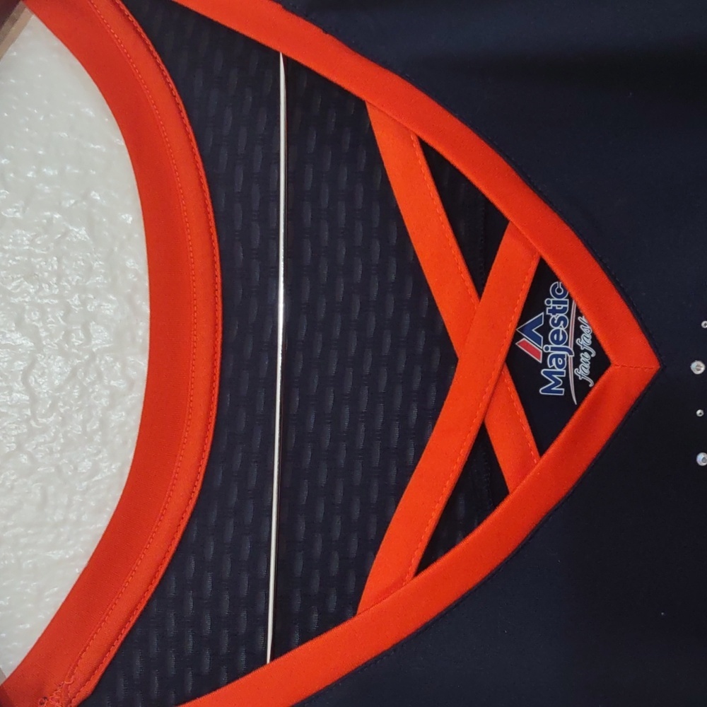 💕Majestic Chicago's Women Navy and Orange Women's Jersey Top - Picture 3 of 11